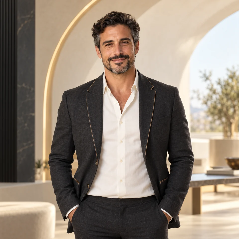 Marc, anfitrión y agente de Montcastell-ai, en el estudio del equipo